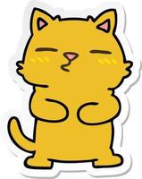 sticker of a quirky hand drawn cartoon cat vector