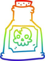 rainbow gradient line drawing cartoon poison bottle vector