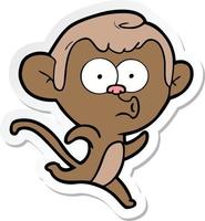 sticker of a cartoon surprised monkey vector