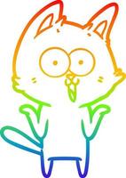 rainbow gradient line drawing funny cartoon cat vector