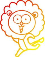 warm gradient line drawing happy cartoon lion vector