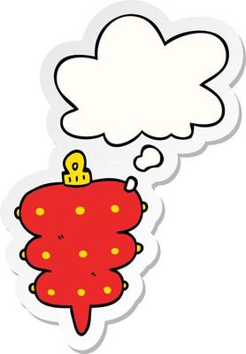 cartoon christmas decoration and thought bubble as a printed sticker