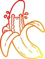 warm gradient line drawing cartoon crying banana vector