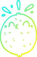 cold gradient line drawing cute cartoon lemon vector