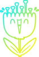 cold gradient line drawing cartoon happy flower vector