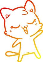 warm gradient line drawing happy cartoon cat vector