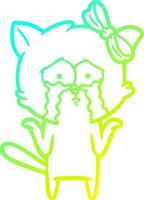 cold gradient line drawing cartoon cat vector