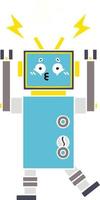 flat color retro cartoon robot vector