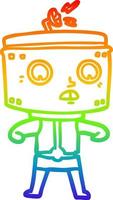 rainbow gradient line drawing cartoon robot vector