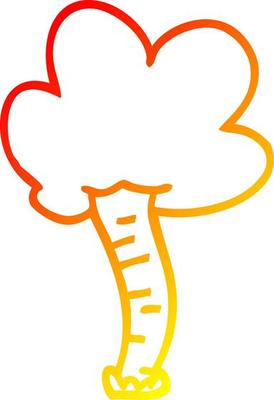 warm gradient line drawing cartoon tree