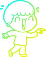 cold gradient line drawing laughing cartoon man pointing vector