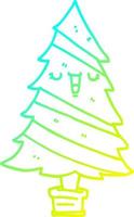 cold gradient line drawing cartoon christmas tree vector