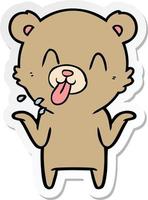 sticker of a rude cartoon bear vector