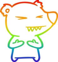 rainbow gradient line drawing angry bear cartoon vector