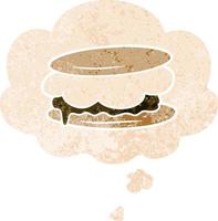 smore cartoon and thought bubble in retro textured style vector