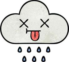 retro grunge texture cartoon rain cloud vector