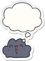 cute cartoon cloud and thought bubble as a printed sticker vector