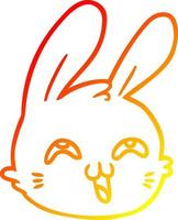 warm gradient line drawing cartoon happy rabbit face vector