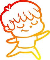 warm gradient line drawing cartoon happy boy vector