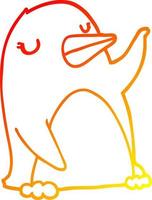 warm gradient line drawing cartoon penguin vector