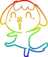 rainbow gradient line drawing happy cartoon dog vector