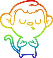 rainbow gradient line drawing cartoon monkey vector