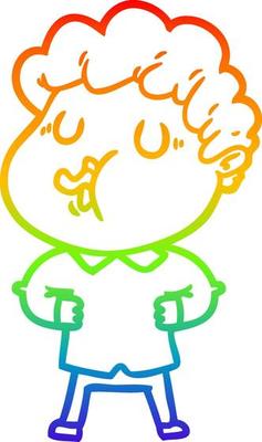 rainbow gradient line drawing cartoon man singing