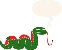 caricatura, serpiente que se desliza, y, burbuja del discurso, en, estilo retro vector