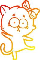 warm gradient line drawing cartoon cat vector
