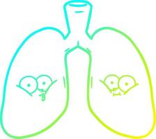 cold gradient line drawing cartoon lungs vector