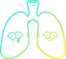 pulmones de dibujos animados de dibujo de línea de gradiente frío vector