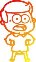 warm gradient line drawing cartoon shocked man vector