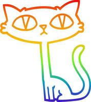 rainbow gradient line drawing cartoon halloween black cat vector