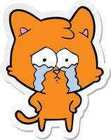 pegatina de un gato llorando de dibujos animados vector