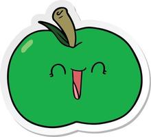 sticker of a cartoon laughing apple vector