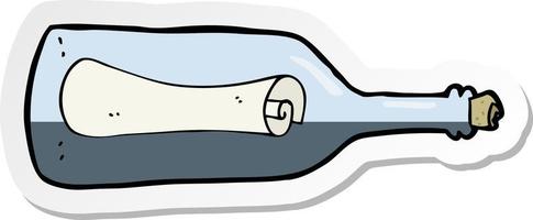 sticker of a message in a bottle cartoon vector