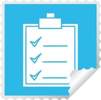 square peeling sticker cartoon check list vector