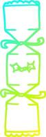 cold gradient line drawing cartoon christmas cracker vector
