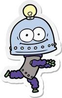 sticker of a happy carton robot with light bulb vector