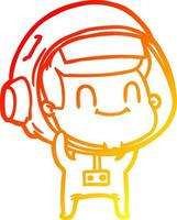 warm gradient line drawing happy cartoon astronaut man vector