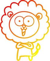 warm gradient line drawing happy cartoon lion vector