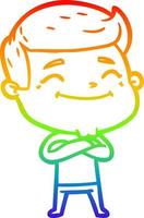 rainbow gradient line drawing happy cartoon man vector