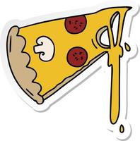 sticker of a quirky hand drawn cartoon slice of pizza vector