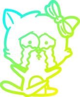 cold gradient line drawing cartoon cat vector