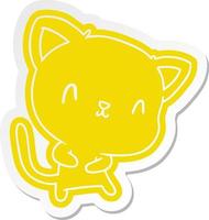 cartoon sticker of cute kawaii cat vector