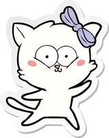 sticker of a cartoon cat vector