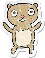 retro distressed sticker of a cartoon teddy bear vector