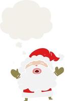 cartoon santa claus shouting and thought bubble in retro style vector