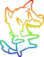 rainbow gradient line drawing laughing fox dancing vector