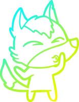 cold gradient line drawing cartoon wolf whistling vector